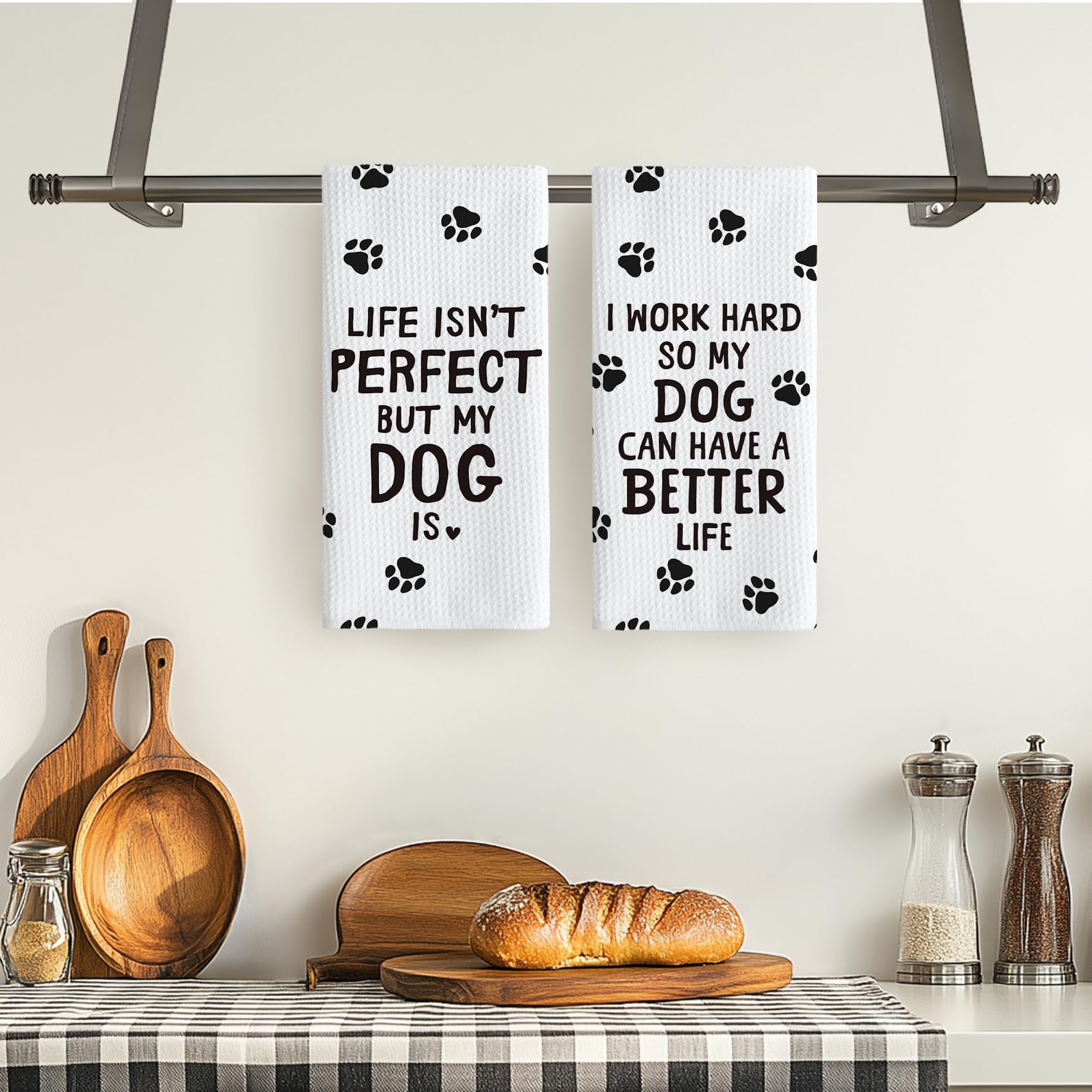 Toallas de cocina TNUW con diseño blanco y negro para barra.