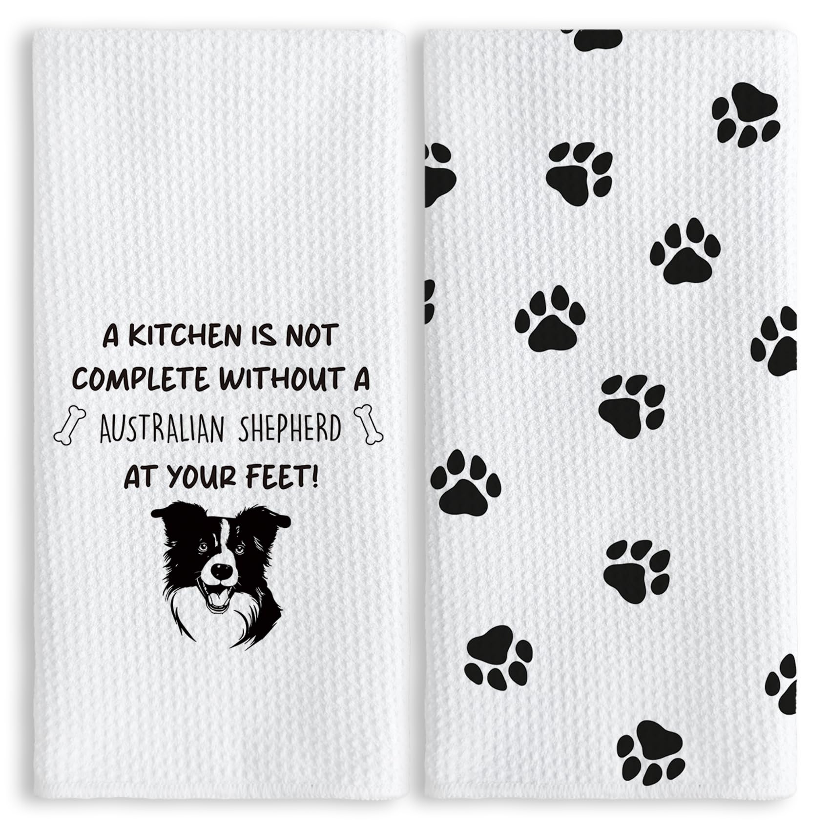 Toallas TNUW con patitas de pastor australiano, ideales para uso diario en la cocina