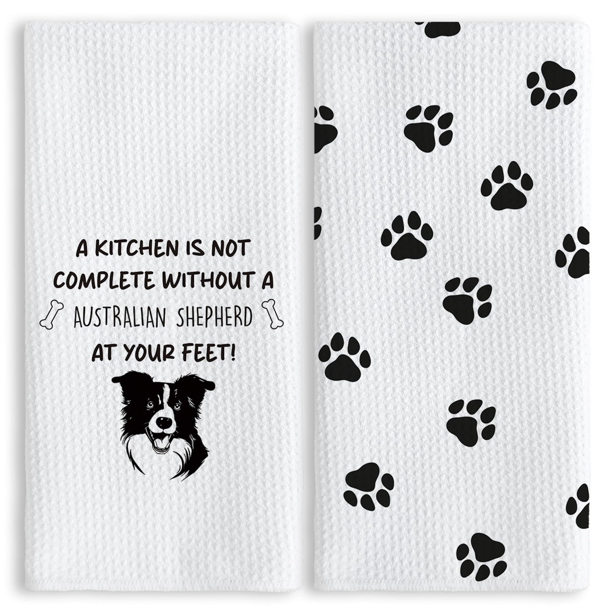 Toallas TNUW con patitas de pastor australiano, ideales para uso diario en la cocina