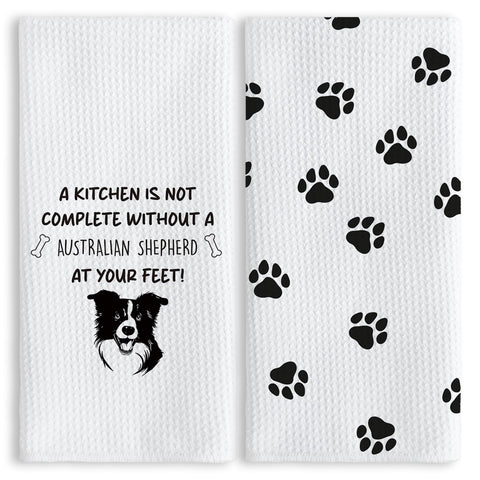 Toallas TNUW con patitas de pastor australiano, ideales para uso diario en la cocina