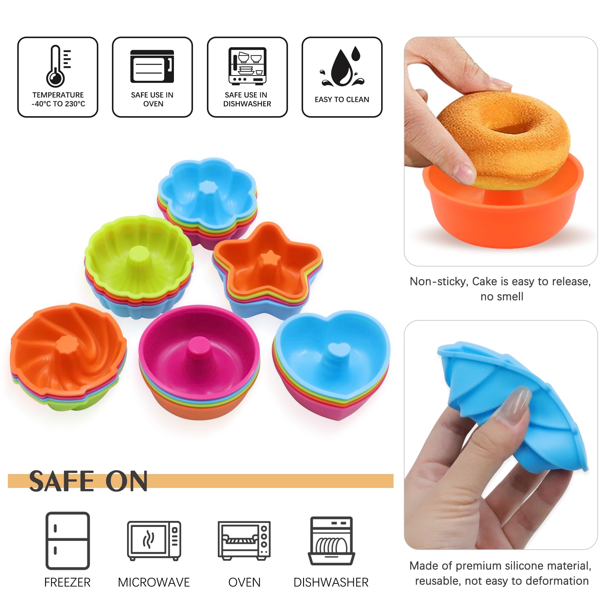 To encounter donuts mini en silicona aptos para horno, microondas y lavavajillas.