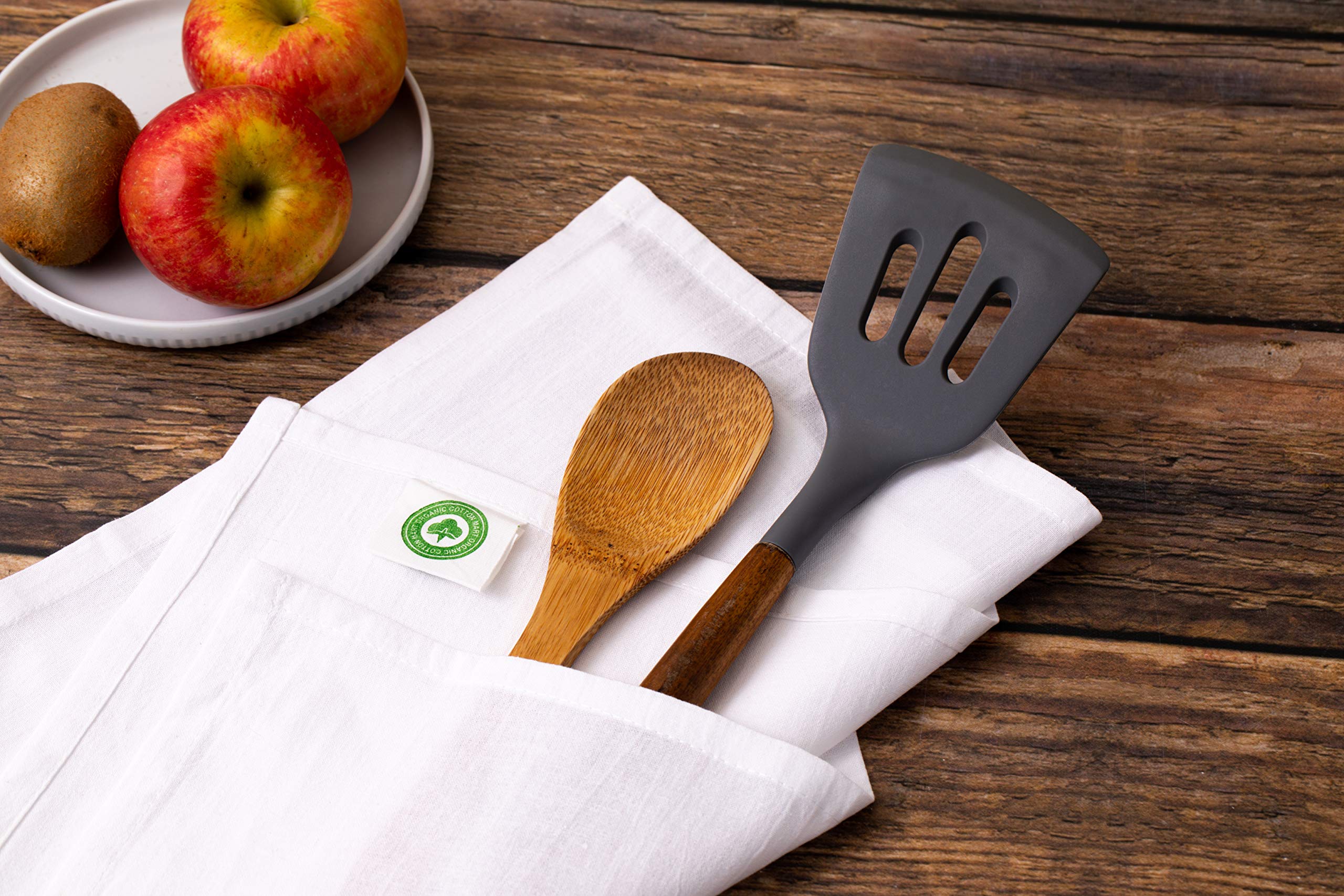Toallas Organic Cotton Mart para cocina, blancas, lavable y fácil de cuidar.