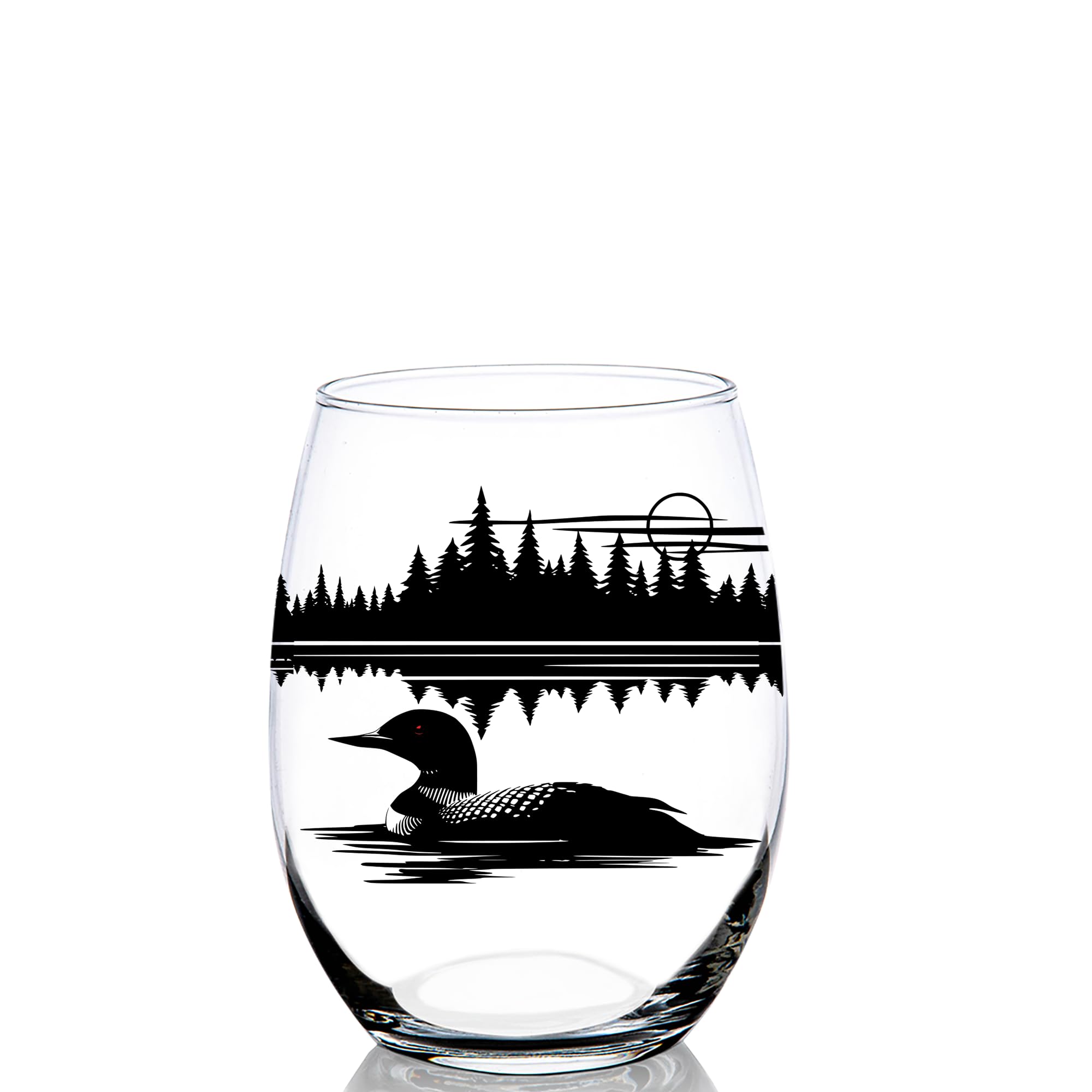 Toasted Tales Loon Scene: vaso sin tallo para degustar vino junto al lago.