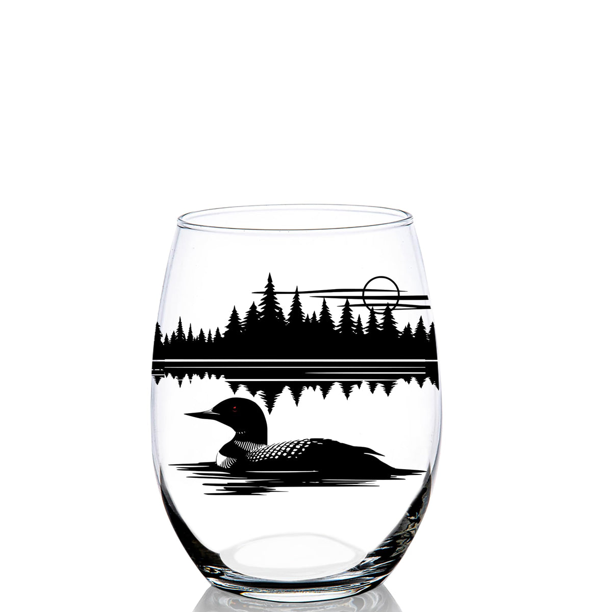 Toasted Tales Loon Scene: vaso sin tallo para degustar vino junto al lago.