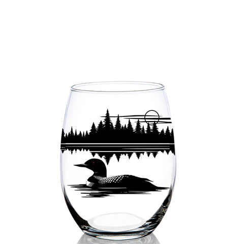 Toasted Tales Loon Scene: vaso sin tallo para degustar vino junto al lago.