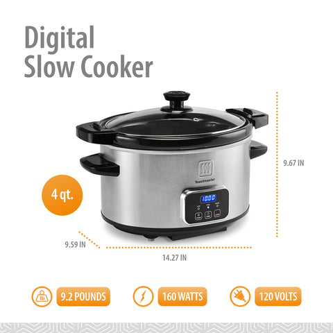 Toastmaster Olla lenta con tapa y broche, perfecto para viajar con comidas.