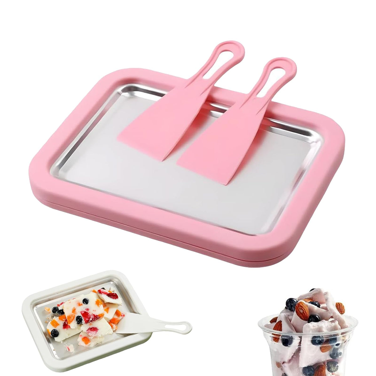 Tobeno1 bandeja de congelación instantánea para helados enrollados, preparación rápida en casa.