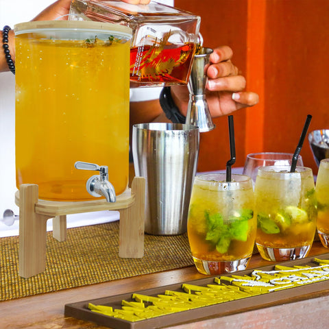 TOCLIU dispensador de vidrio apto para bebidas frías y calientes.