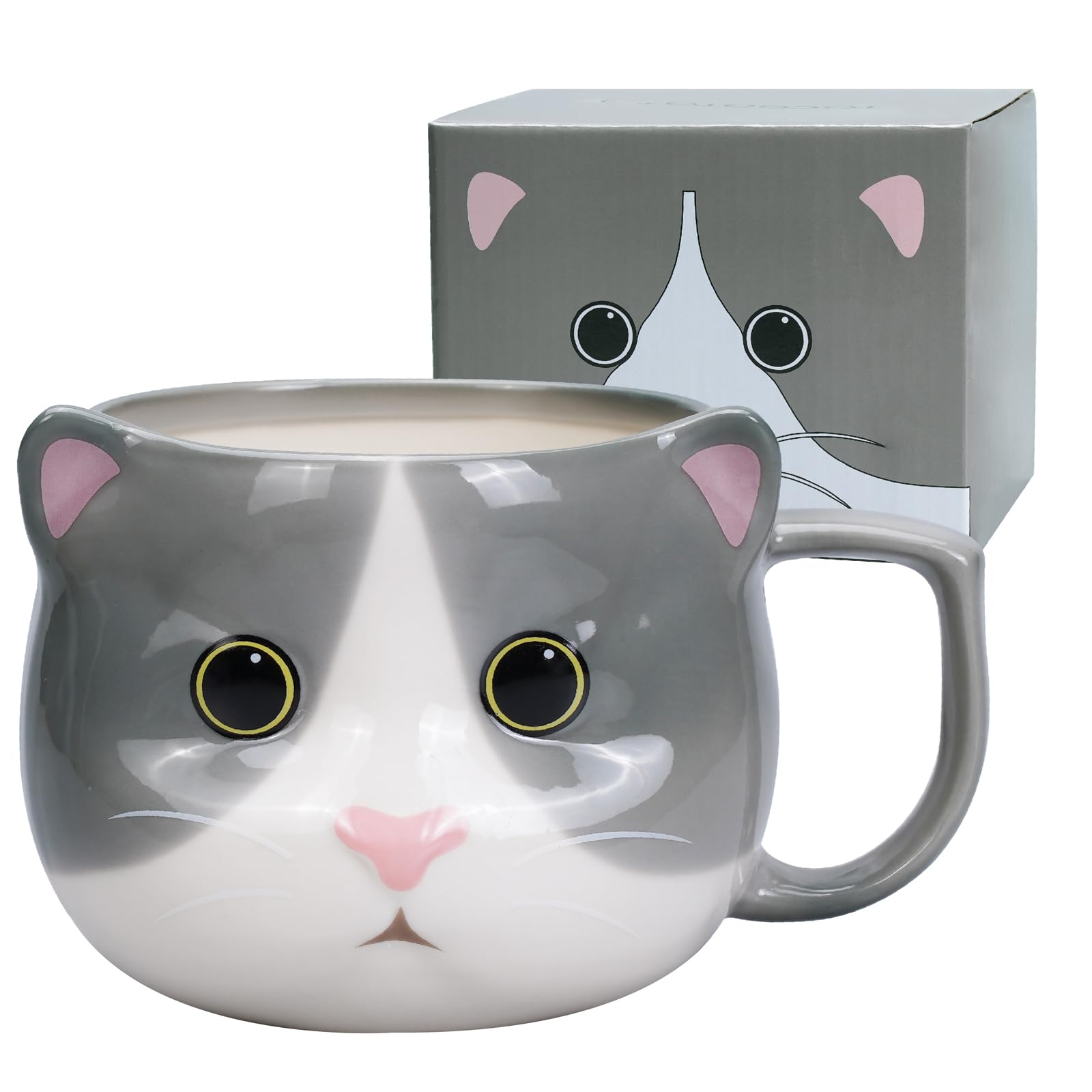 ToCooTo Taza Gato con diseño 3D en cerámica para café caliente.