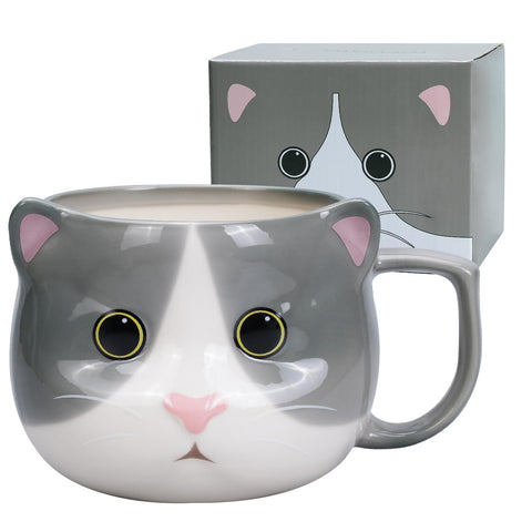 ToCooTo Taza Gato con diseño 3D en cerámica para café caliente.