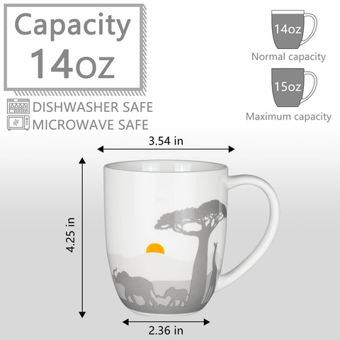 ToCooTo elefante, taza ceramica, diseno lateral mostrando fauna, perfecto para te relajante