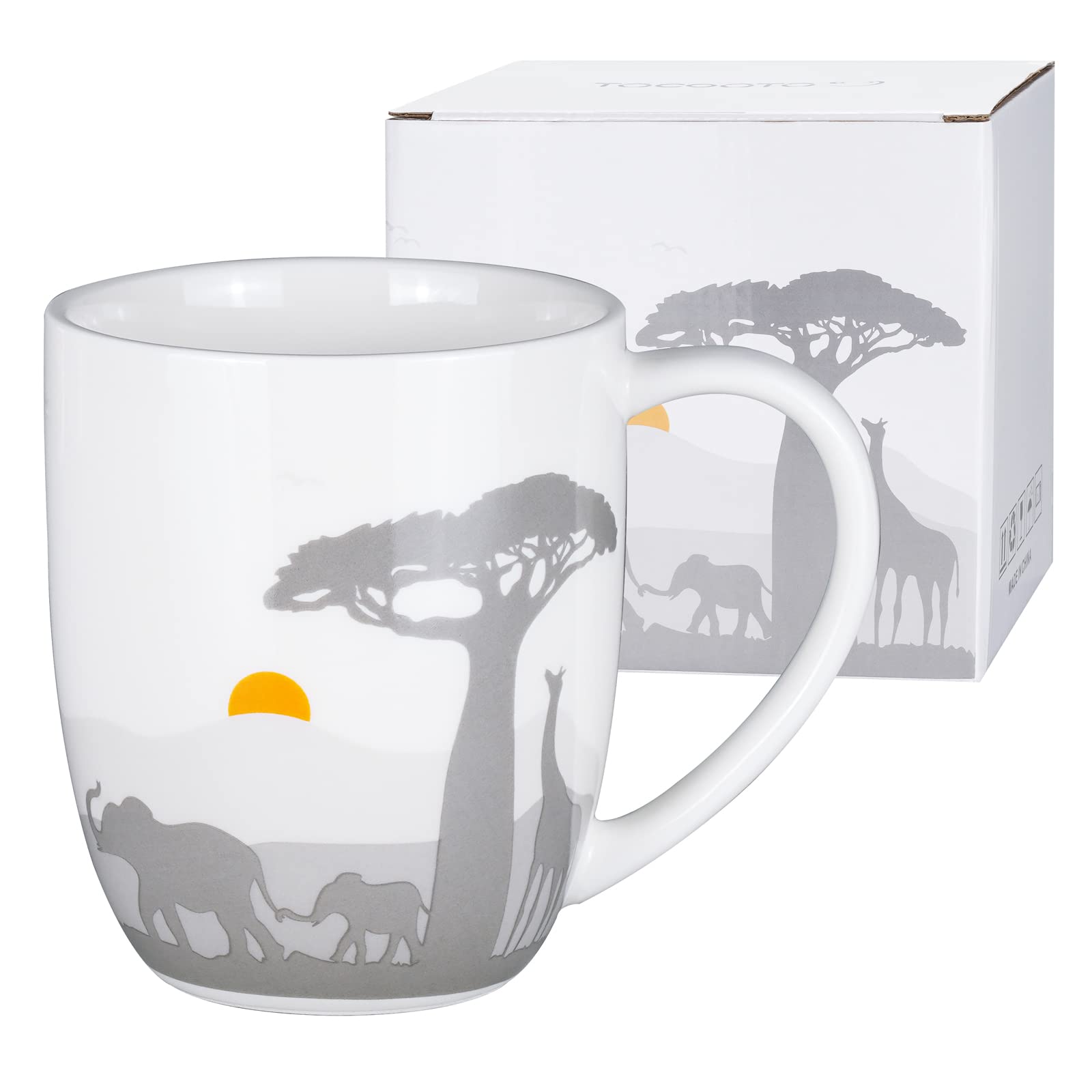 ToCooTo elefante: taza ceramica blanca, ideal para cafe diario