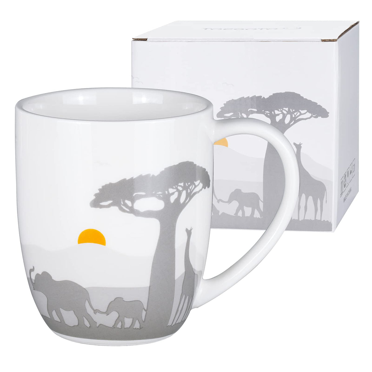 ToCooTo elefante: taza ceramica blanca, ideal para cafe diario