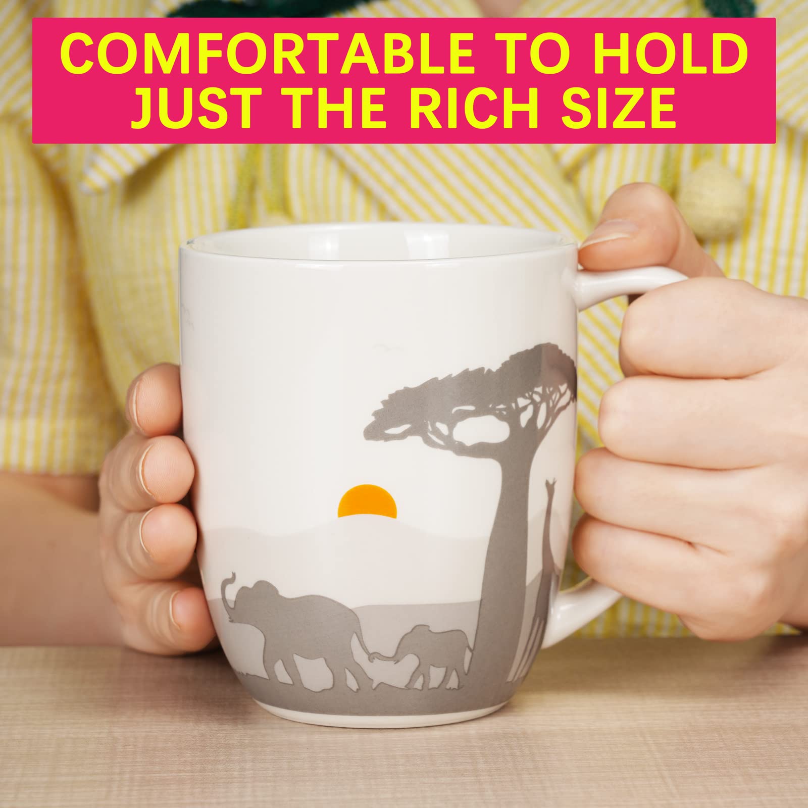 ToCooTo elefante, taza ceramica, perfecta para cafe o te en casa u oficina