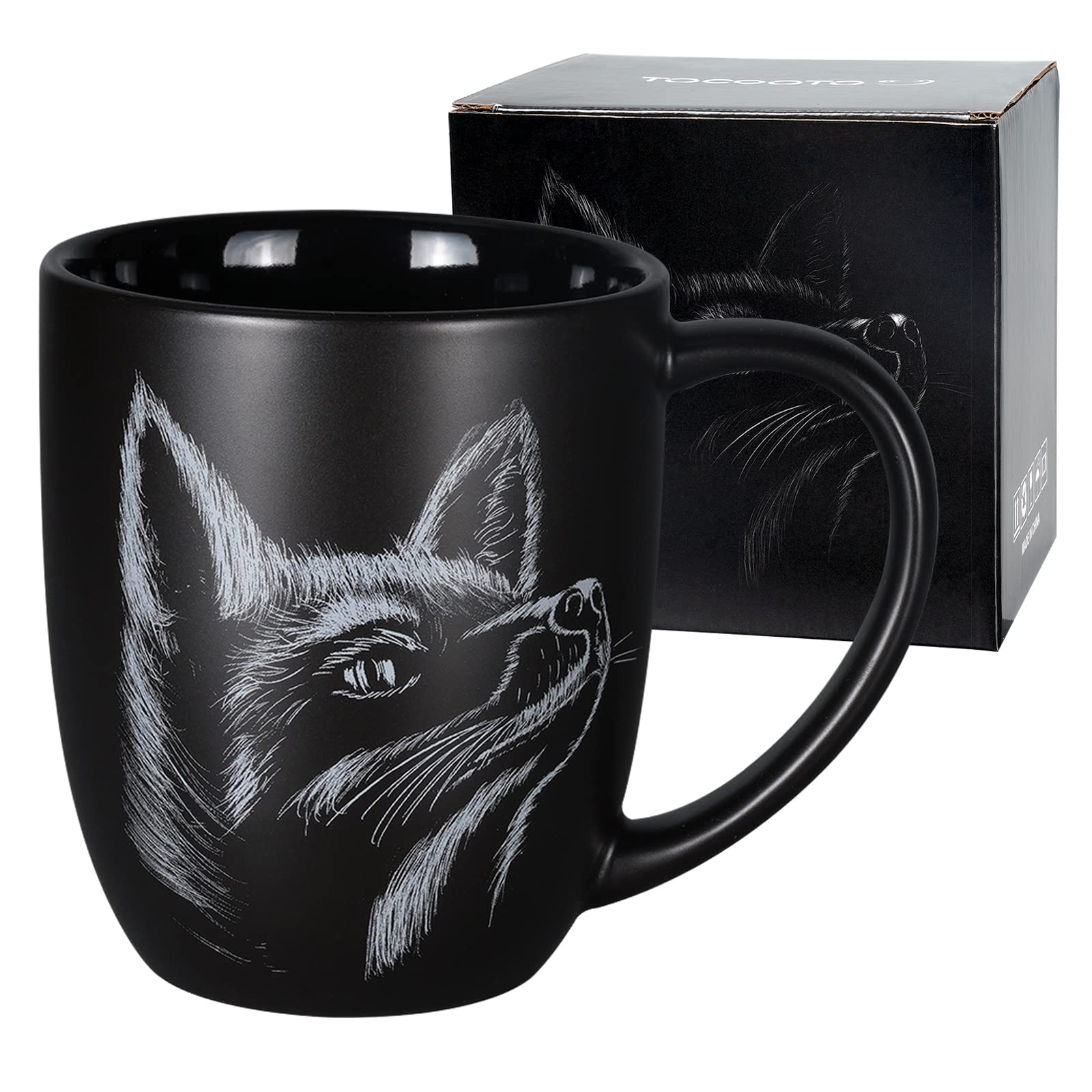 ToCooTo Taza de cerámica con zorro, perfecta para café matutino.