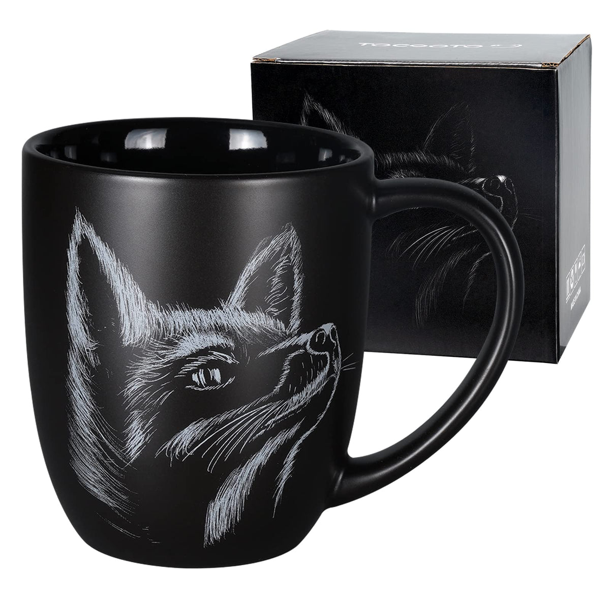 ToCooTo Taza de cerámica con zorro, perfecta para café matutino.