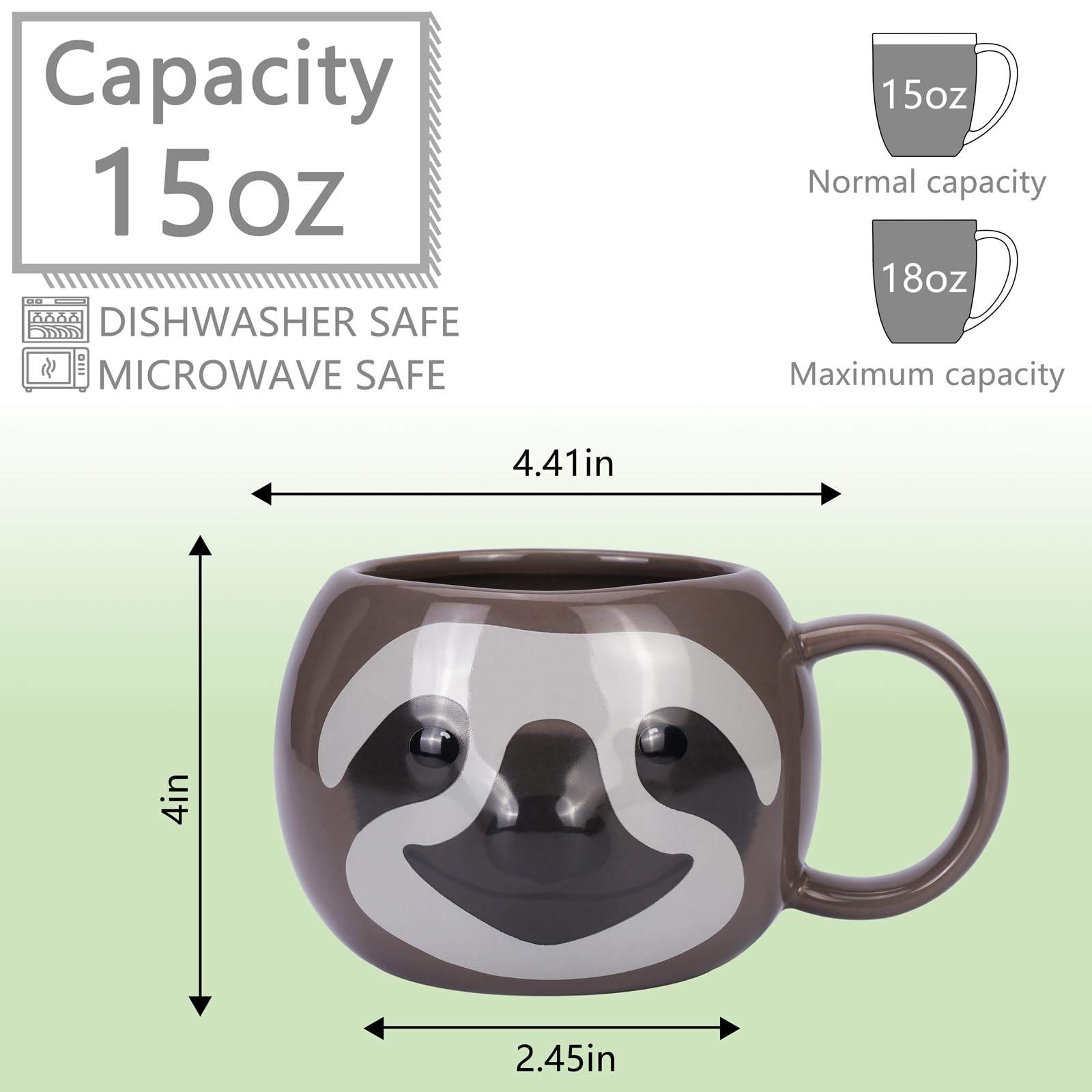 ToCooTo Taza Perezoso 16 oz, ideal para bebidas calientes en casa.