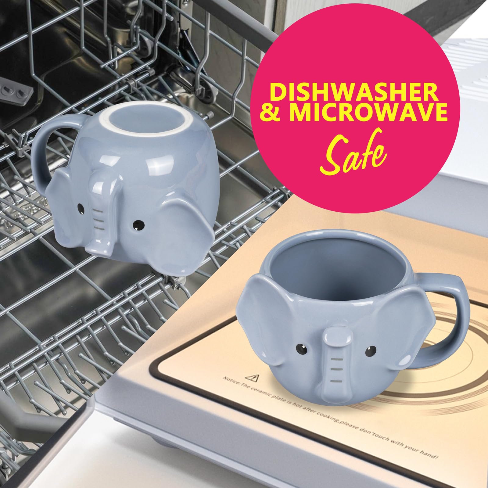 ToCooTo elefante-taza-ceramica-illustrada, ideal para té y café diarios.