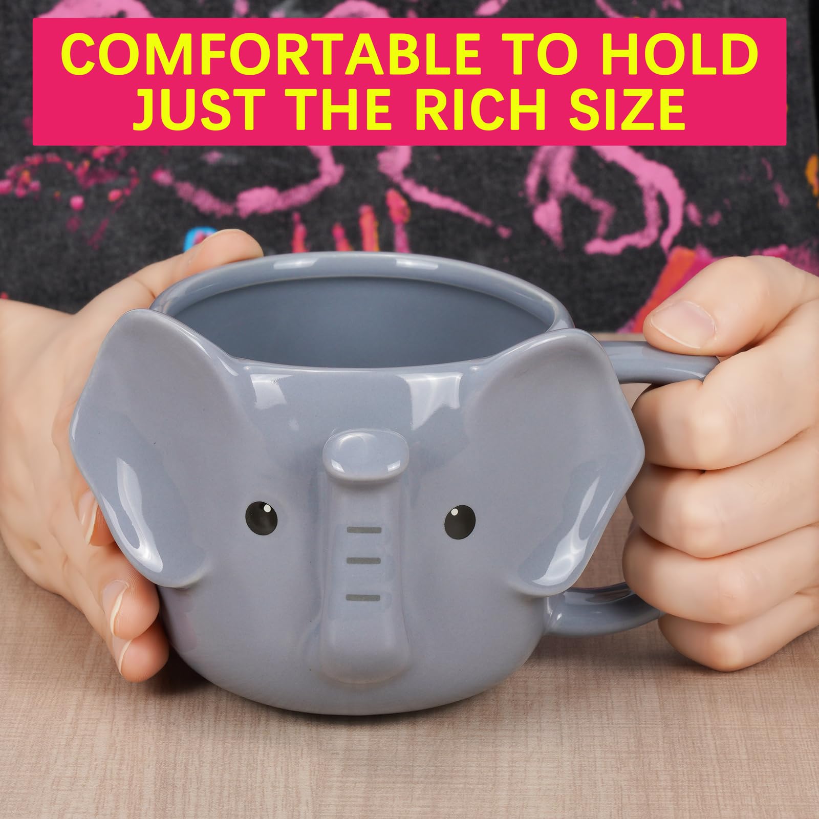 ToCooTo elefante-taza-lavable-ceramica, apta para lavavajillas y microondas.