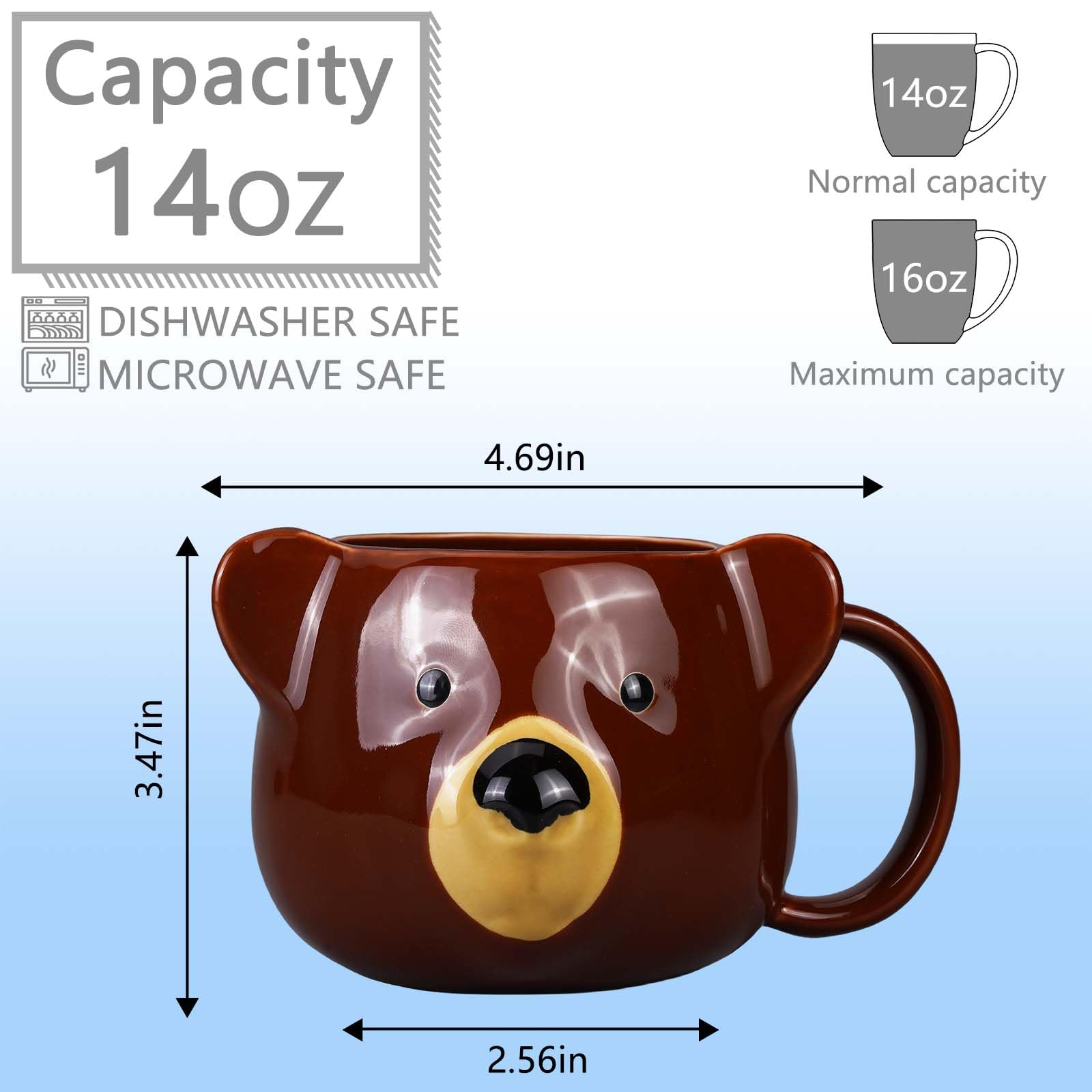 ToCooTo taza oso lateral con asa ergonómica, fácil de sostener
