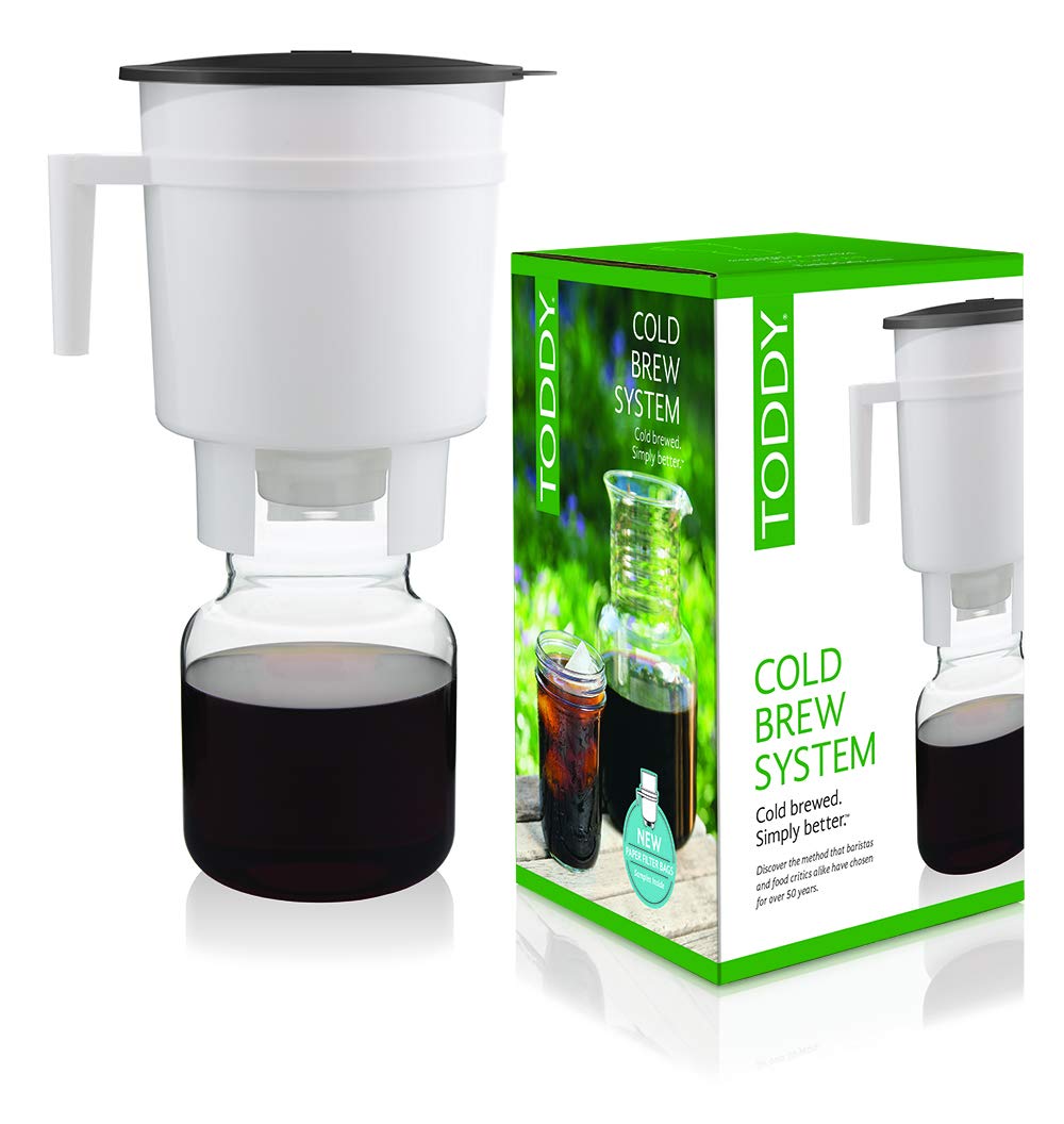 Toddy sistema infusión fría, tapa visible, vertido suave para café en casa.