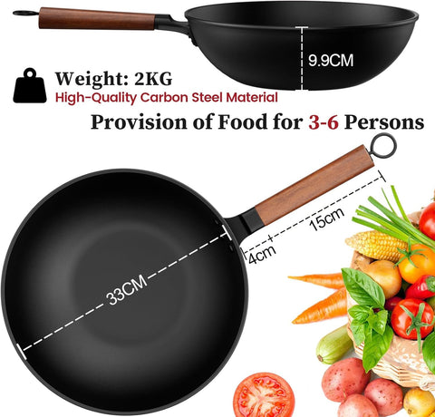 Todlabe sartén estilo wok con base plana que distribuye el calor de forma uniforme.