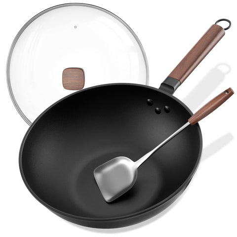 Todlabe wok de acero al carbono con tapa de vidrio, observa el salteado sin quitar la tapa.