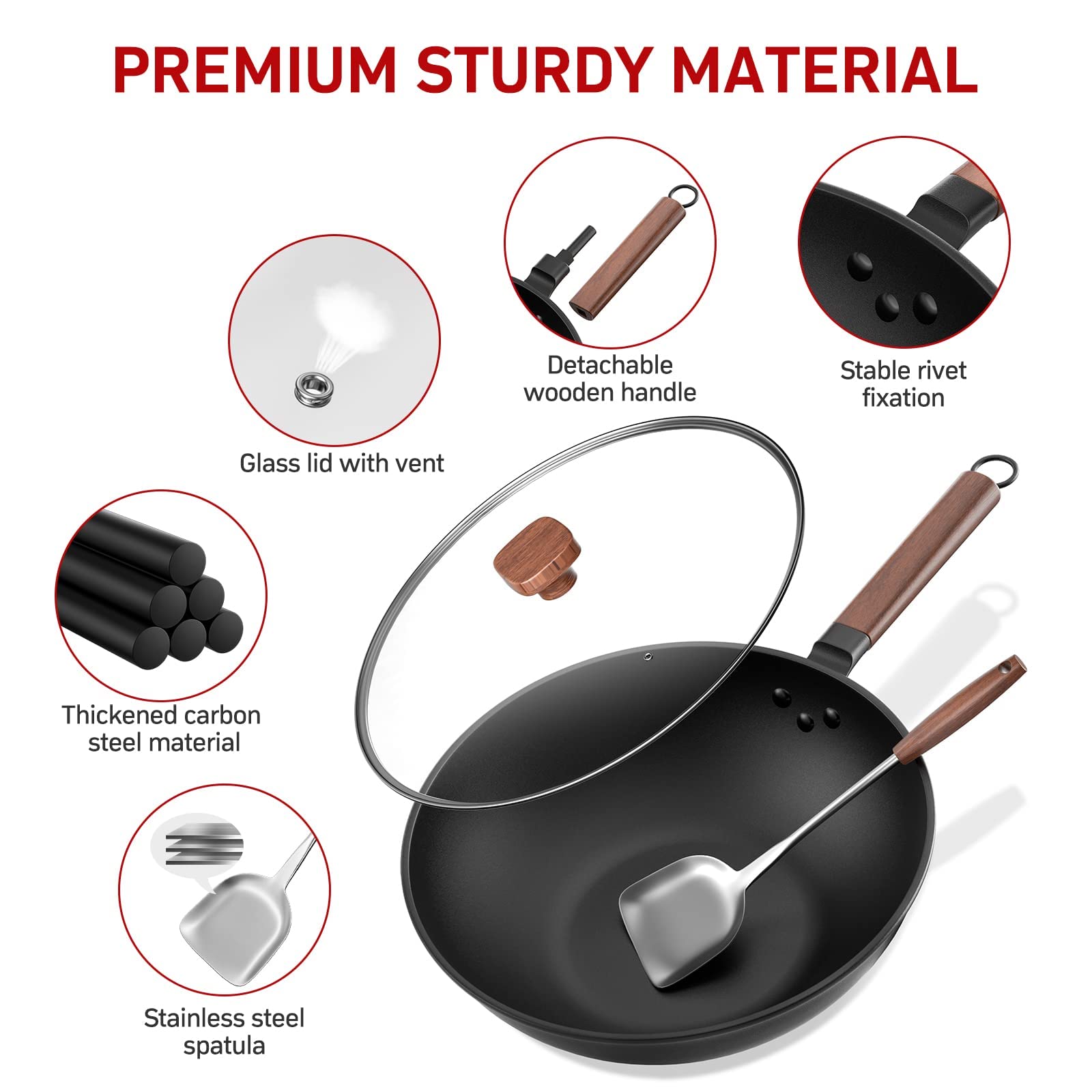 Todlabe wok versátil para salteados, freír y brasear en distintas cocinas.