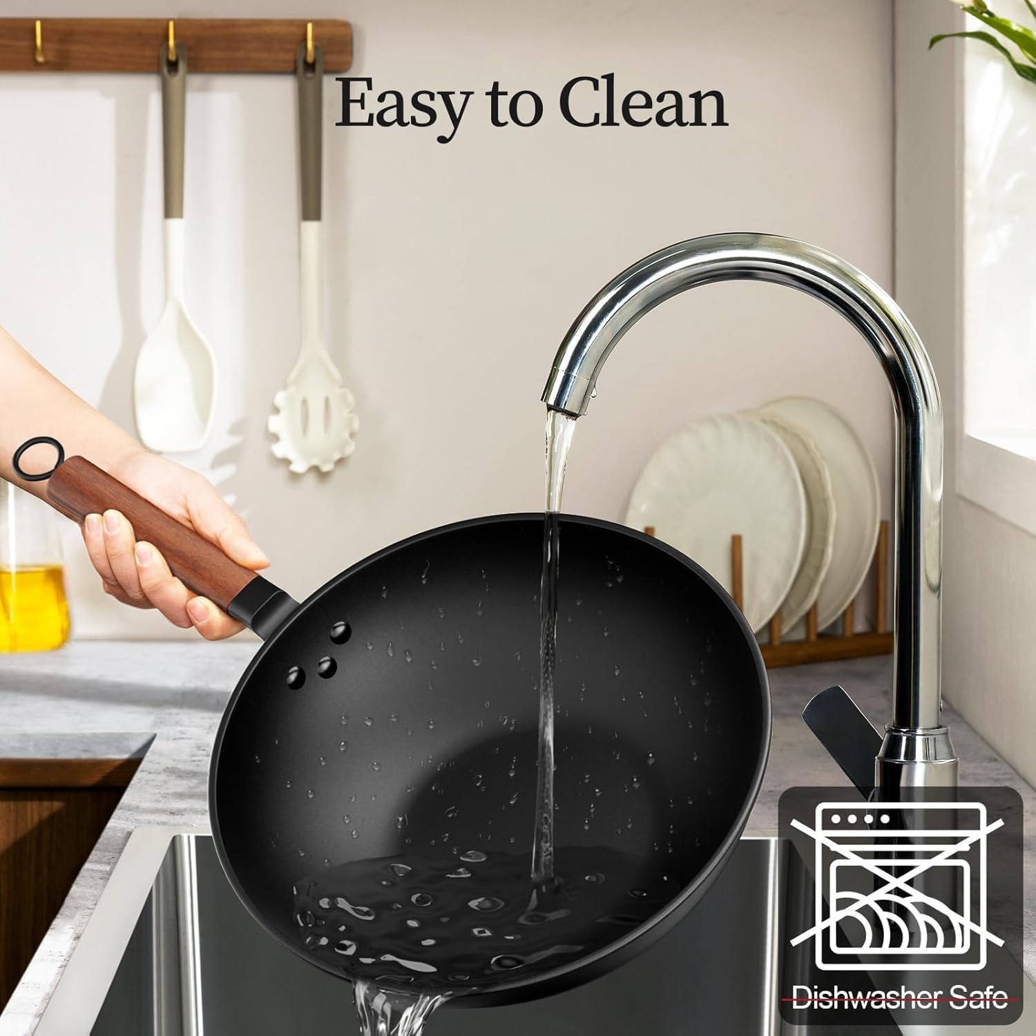 Todlabe juego de sartén estilo wok apto para inducción, gas y estufas eléctricas.