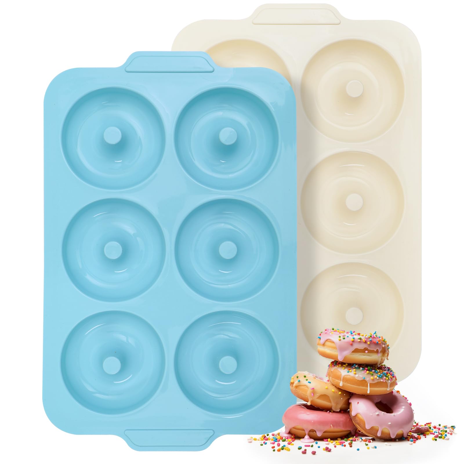 Toeusog molde donas silicona 6 cavidades antiadherente para hornear donuts sin esfuerzo