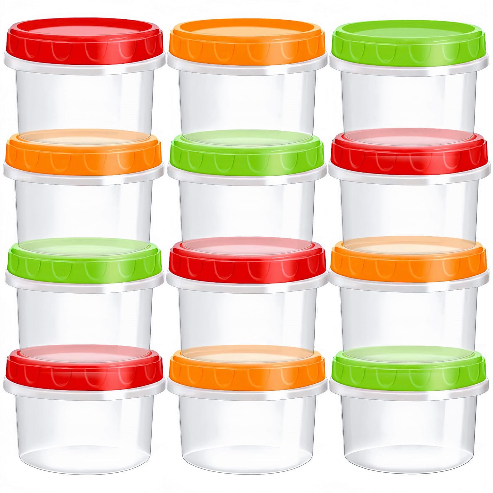 TOFLEN contenedores 8oz apilables con tapas roscadas, almacenamiento seguro y ordenado.