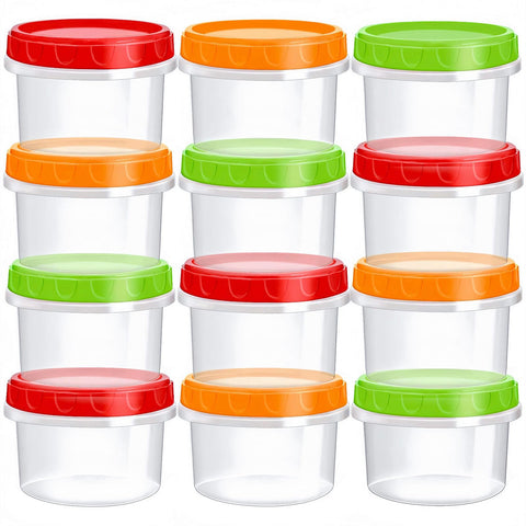 TOFLEN contenedores 8oz apilables con tapas roscadas, almacenamiento seguro y ordenado.