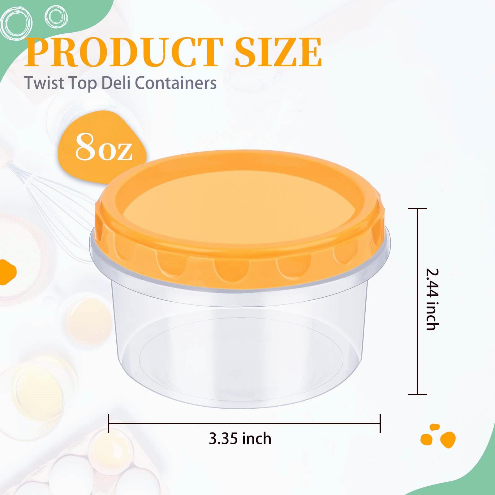 TOFLEN contenedores 8oz tapas roscadas detalle, sellado hermético para conservar frescura.