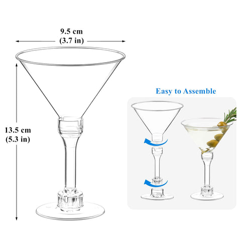 TOFLEN copa martini plástico transparente para bebidas frías y elegantes.