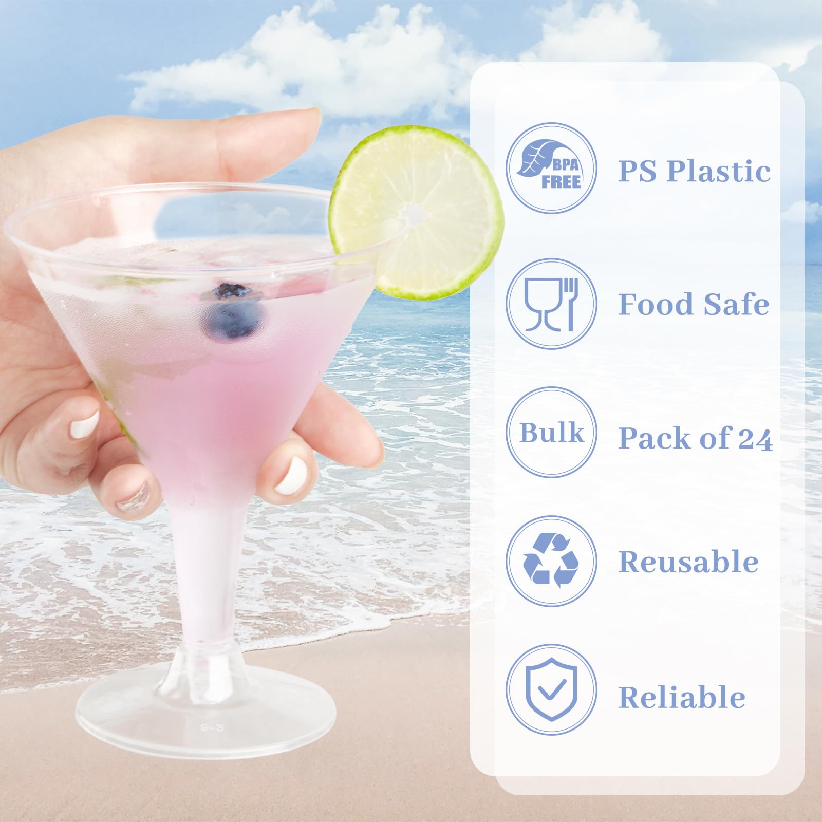 TOFLEN copas coctel claras para bebidas brillantes