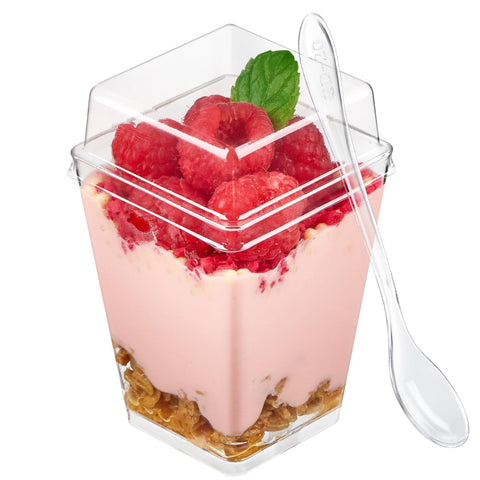 TOFLEN copas postre 5oz con tapa alta, presentación elegante para eventos