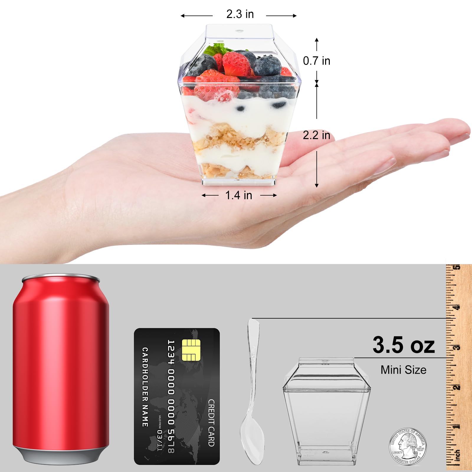TOFLEN copas postre mini, diseño cuadrado, ideal para postres y aperitivos.