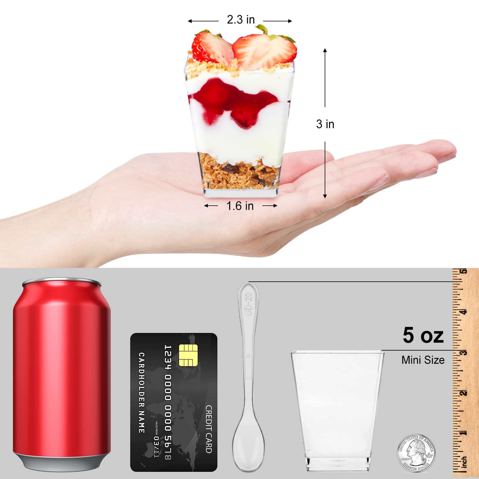 TOFLEN cucharas plásticas claras para postre, fáciles de servir y reutilizables.