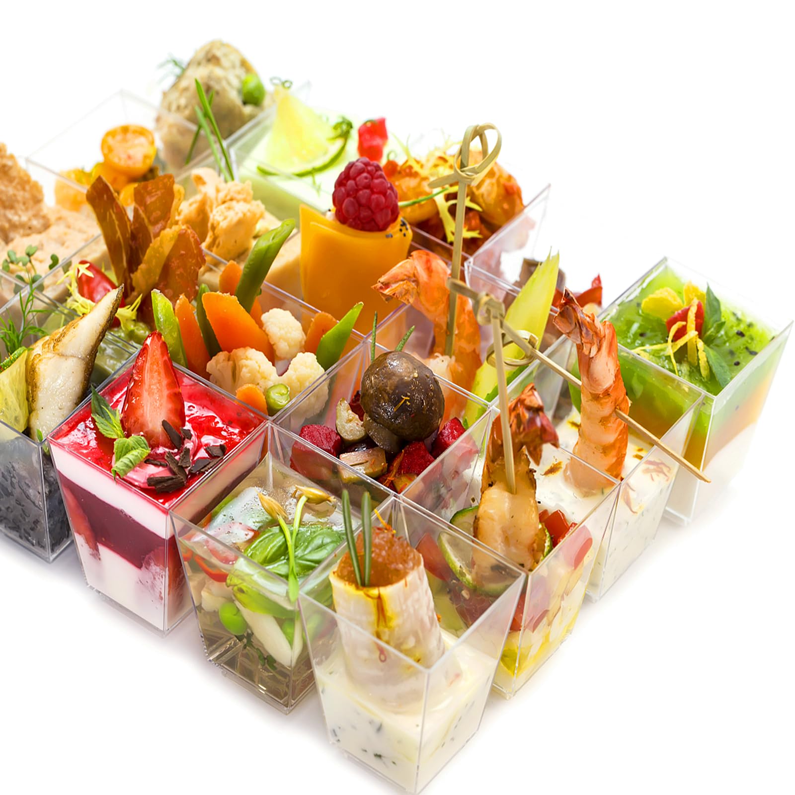 TOFLEN pack 100 con copas y cucharas, ideal para eventos.