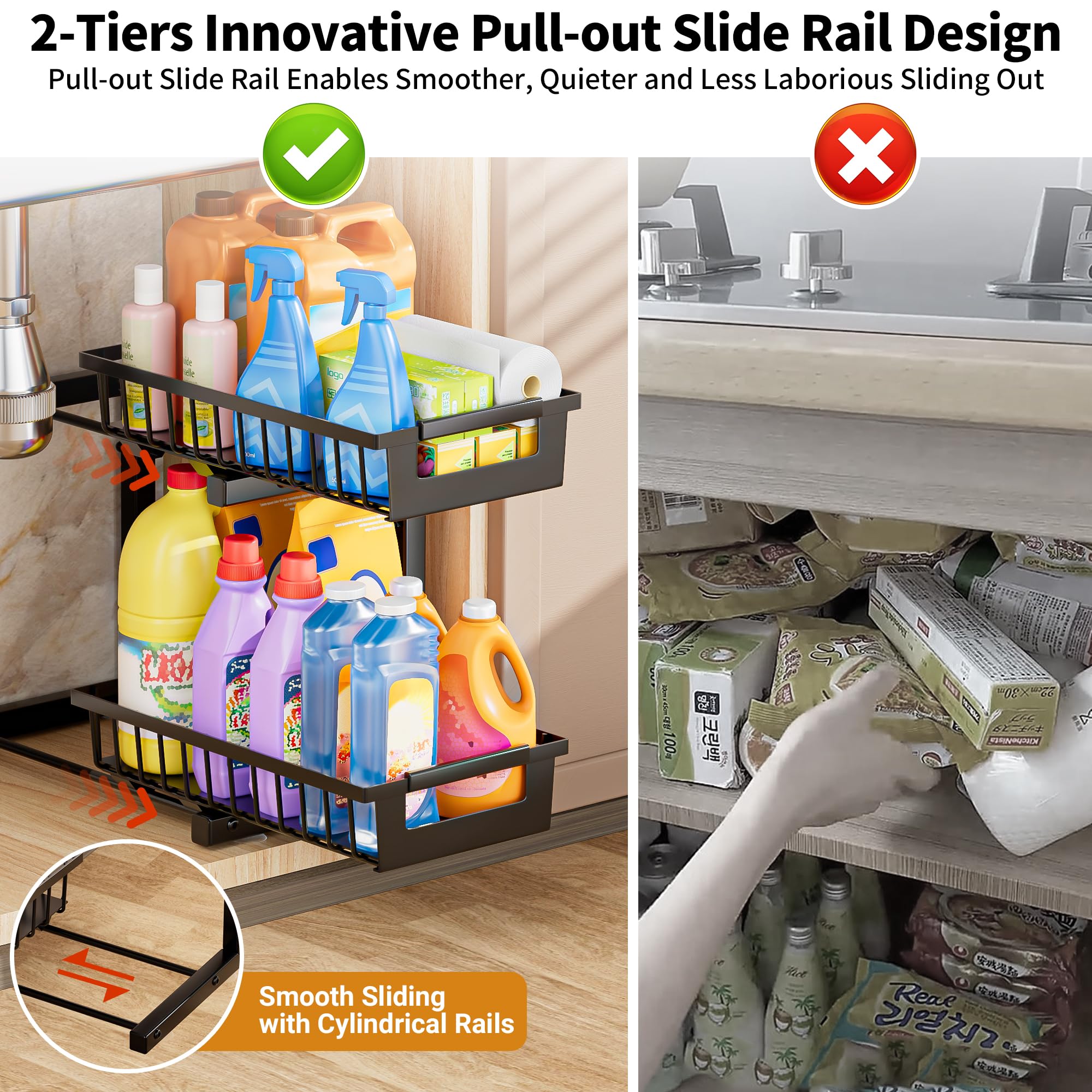 TOFWOF Organizador bajo lavabo en acción en cocina o baño