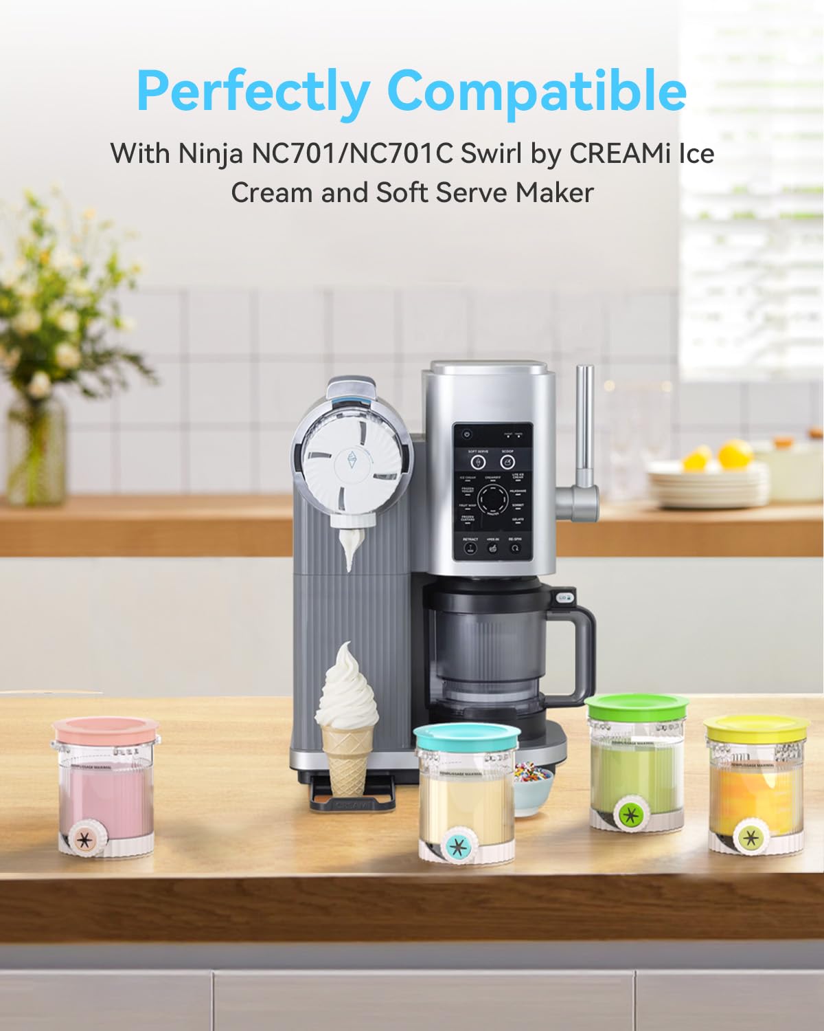 Togameoy Creami Swirl contenedores aptos para lavavajillas para limpieza fácil.