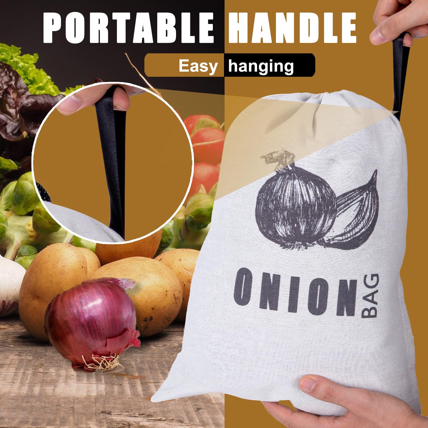 TOGETRUE bolsa patatas-cebolas con cierre lateral para organización