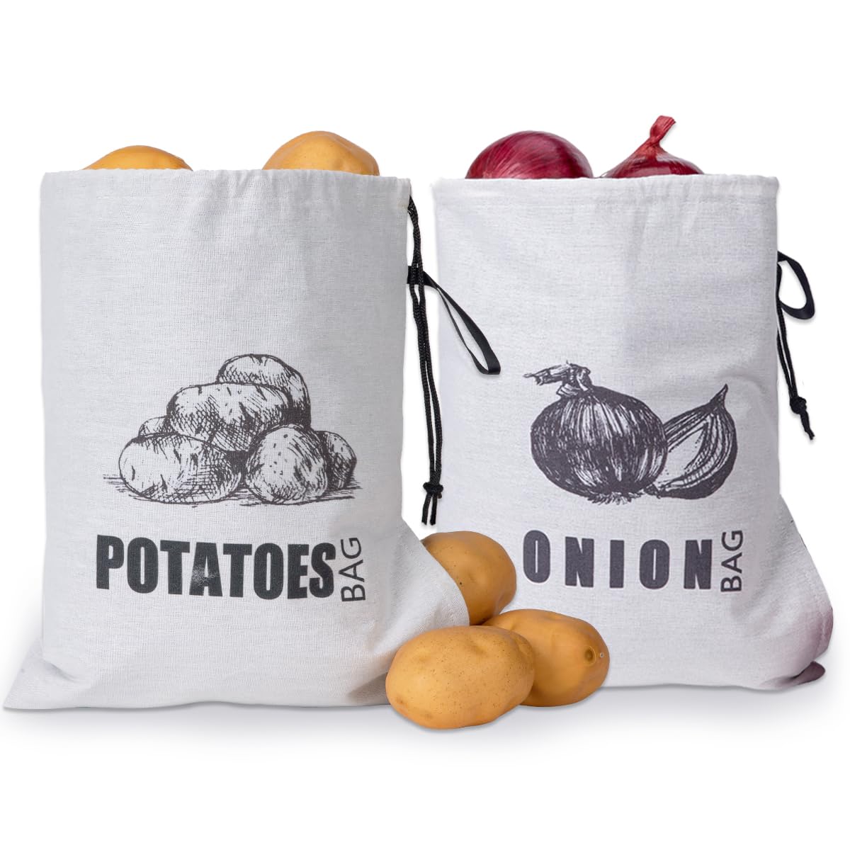 TOGETRUE bolsa patatas-cebolas con cordón lateral para acceso rápido