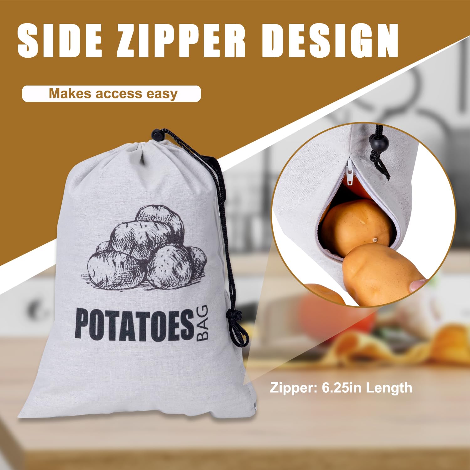 TOGETRUE bolsa patatas-cebolas forro opaco que protege contra la luz