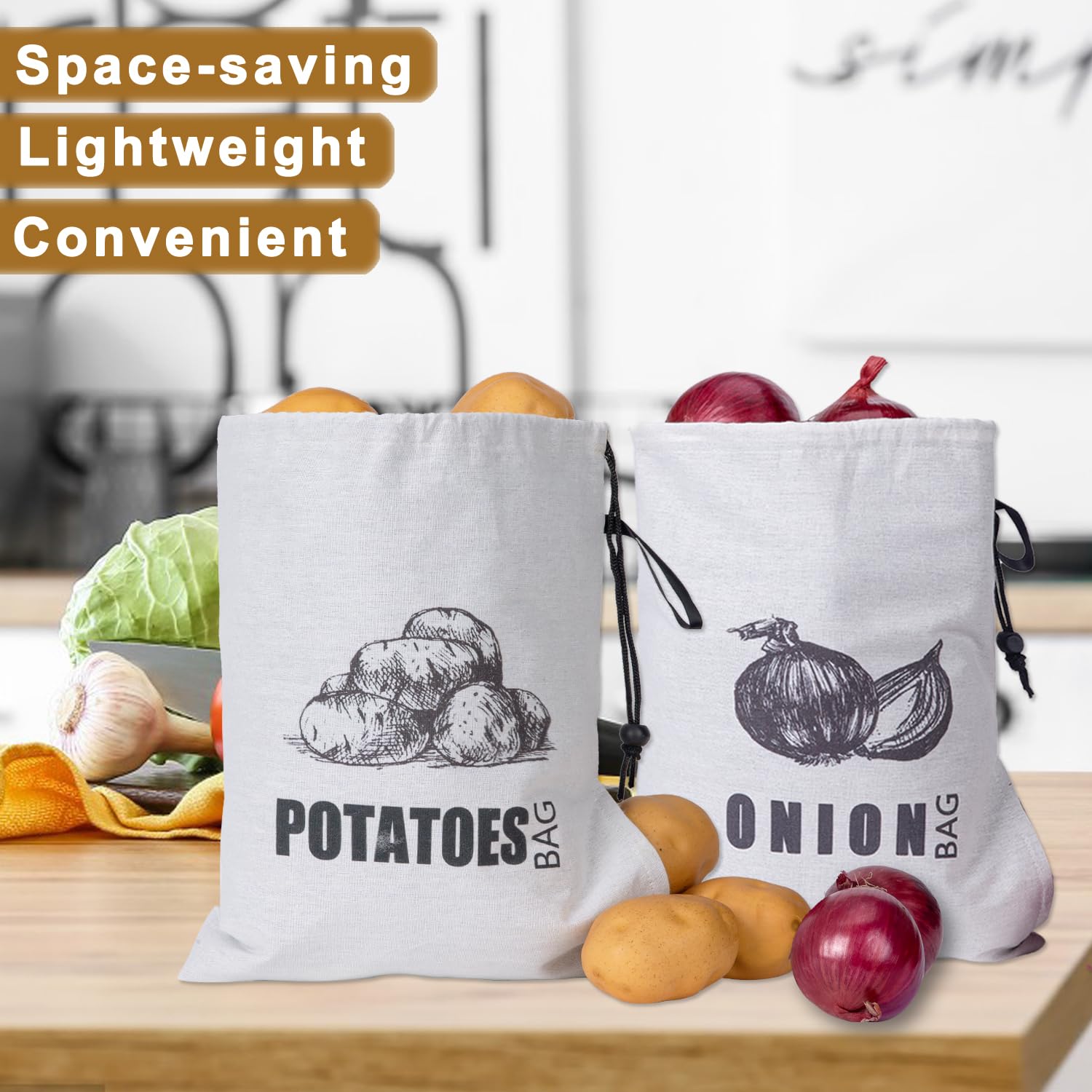TOGETRUE bolsa patatas-cebolas uso múltiple para cocina y pan casero
