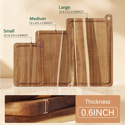 Tohiasen tabla acacia pequeña, ideal para quesos y tentempiés en charcutería.