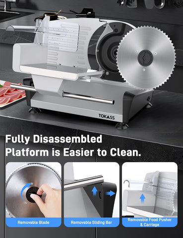 Tokass cortadora de carne 200W, uso doméstico para pan y carnes.