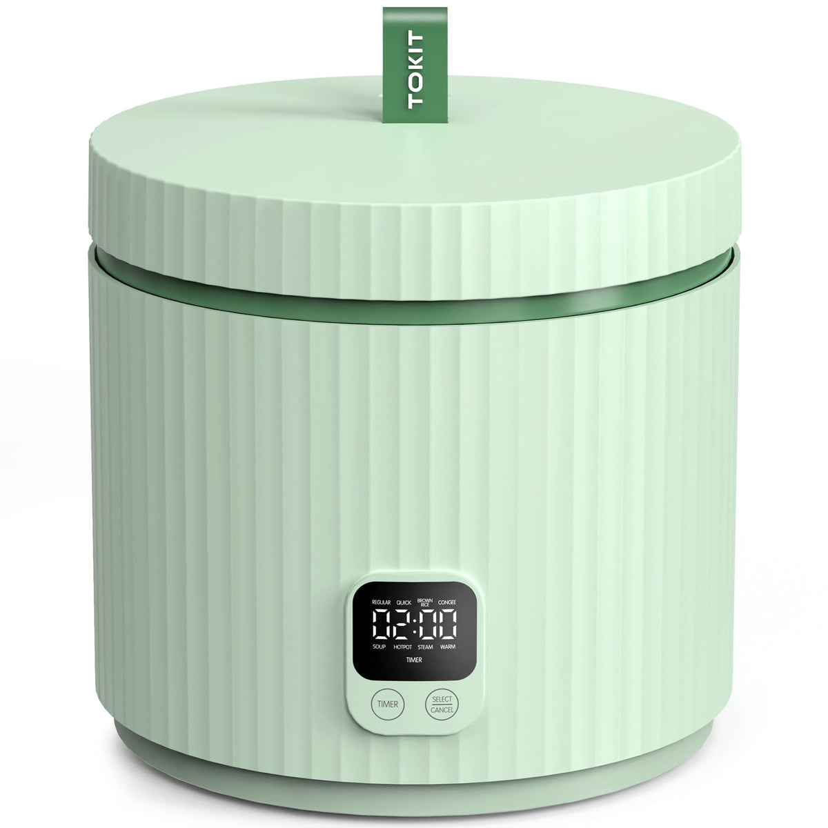 TOKIT olla arroz mini frente verde avocado, ideal para porciones de 1 a 3.