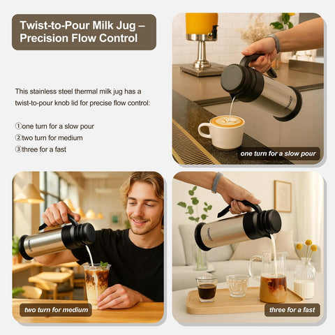 Jarra cremera TOMAKEIT diseño ergonómico para un agarre cómodo.