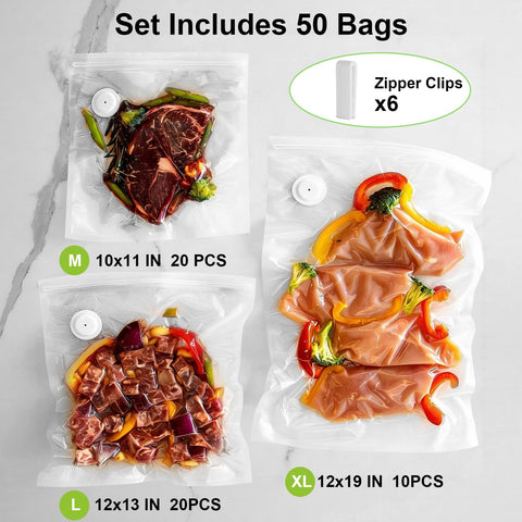 TomCare bolsas de vacío L 12x13, ideales para comidas diarias.